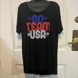 FANATICS 🇺🇸 OVERSIZED! LK NEW BLACK 2024 PATRIOTIC USA OLYMPICS TSHIRT Women’s L